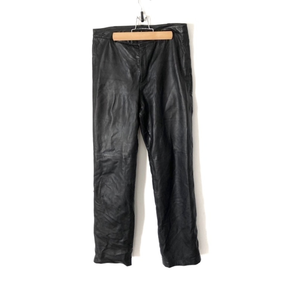 Linda Allard Ellen Tracy Leather Pants Sz 4 Straight Leg Women’s Black